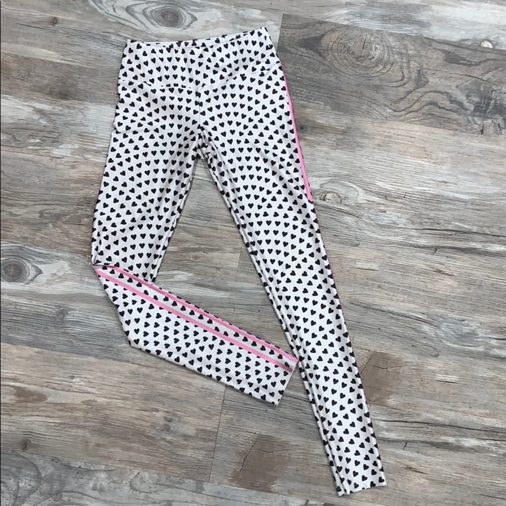 Goldsheep Heart Print w/ Stripes Leggings, Size M